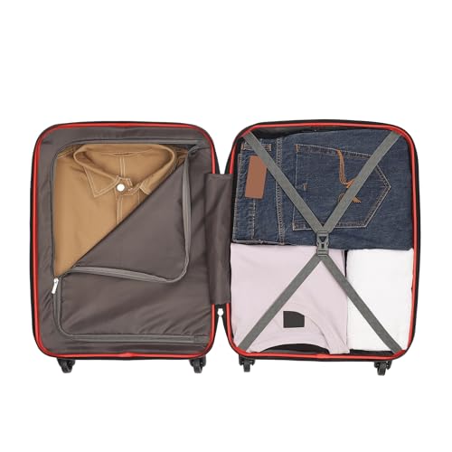 Image of YAYAVAR Batman Trolley Suitcase - 40L, Cabin Luggage with 8 Spinner Wheel, Hard Shell Polycarbonate Suitcase, Number Lock, Water Resistant, Luggage Bag for Travel (Red & Black, 55cm, Small)