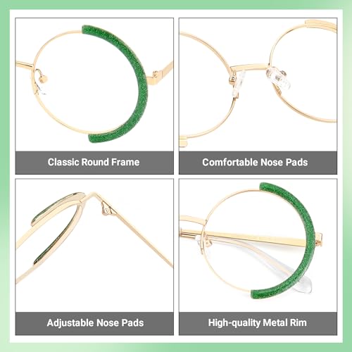 Image of Zeelool Vintage Metal Round Eyeglasses Frame for Women with Non-prescription Clear Lens ZJGM351423