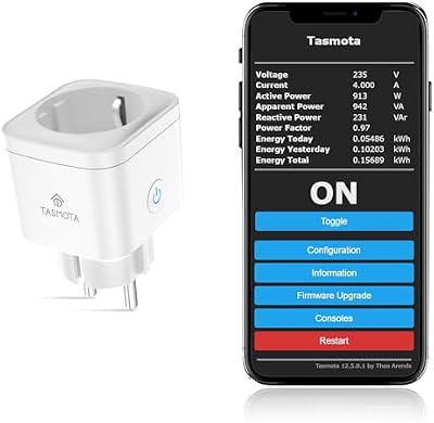Eightree Tasmota WLAN Steckdose mit Energiemessung in Echtzeit – Smart Plug für Matter, Alexa & Home Assistant, Einfache Einrichtung, 16A, 2,4GHz, 1er-Pack, Deutsche Firmware