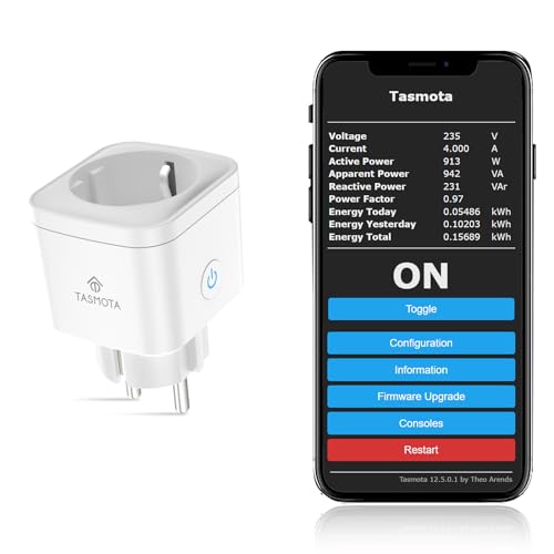 Eightree Tasmota WLAN Steckdose mit Energiemessung in Echtzeit Smart Plug für Matter Alexa & Home Assistant Einfache Einrichtung 16A 2 4GHz 1er-Pack Deutsche Firmware