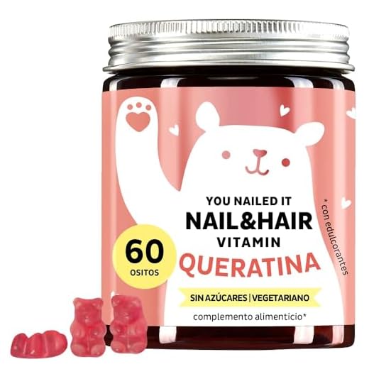 Gominolas de Queratina - You nailed It - Cabello y Uñas - Vitamina C, E, Selenio, Zinc, Cobre y Biotina - 400 mg de Queratina - 60 piezas - Sin Azúcar, Vegetariano - Bears with Benefits