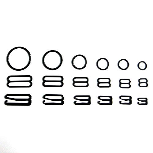 Zhongpai 150 Pcs/Lot Nylon Coated Metal Lingerie Adjustment Strap Slides Hardware Sewing Clips Clasp Hooks For Bra Strp Black Color (20Mm) #TOP2
