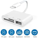 SD Card Reader, Digital Camera Reader Adapter Cable, Tail Camera Card Reader for Hunting, Lighting to SD Card Camera Reader, SD/TF Card Reader No App Needed, Support iOS 12 & Before