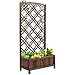 Produktbild Outsunny Hochbeet Blumenständer Garten Pflanzkasten mit Rankgitter Holz Rankkasten Braun 60 x 30 x 122,5 cm