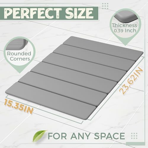 Tapis de bain en pierre de diatomite 60 cm gris clair pliable