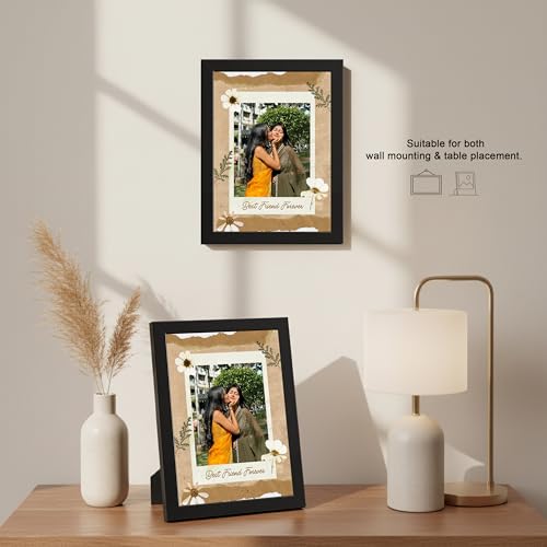 Image of Framekaari Friends Customized Photo Frame | Personalized Birthday Gift | Vintage Polaroid Design | Custom Photo | Tabletop & Wall Mount | Room & Home Decor | 16x21 cm (Design-14)