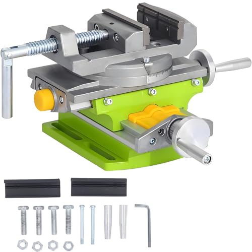 3’’ Cross Slide Drill Press Vise, 2 Way X-Y Compound Benchtop Drill Press Vise with 90° Rotary...