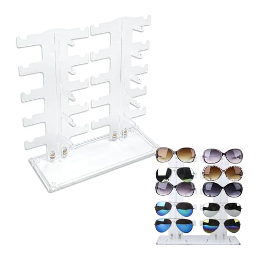 Jinminamz Organizador De Gafas De Sol,Portagafas De Doble Fila Para 10 Pares De Gafas Reutilizable Adecuado Para Guardar Gafas De Sol, Gafas Planas, Gafas De Miope Transparente