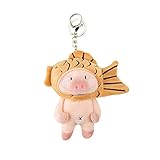 VICKYPOP Animal Plush Keychain Cute Stuffed Toy and Interesting Backpack Doll Pendant for Kids or Friends (Fish + Pig)