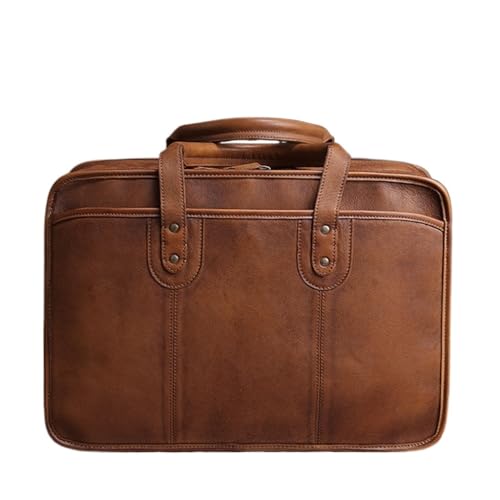 Briefcase Men Vintage Man Handbag Travel Bag Shoulder Handmade Genuine Leather Brown Laptop Businessv