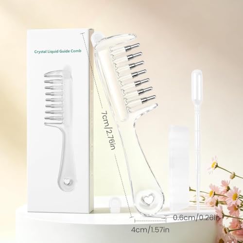 Image of AVNISH Hair Oil Applicator Comb, Clear Refillable Oil, Serum Liquid Dispenser & Scalp Massager with Roller Ball Tips Storage Base, Even Oil Distribution Tool for All Hair Root Types & Growth Routine