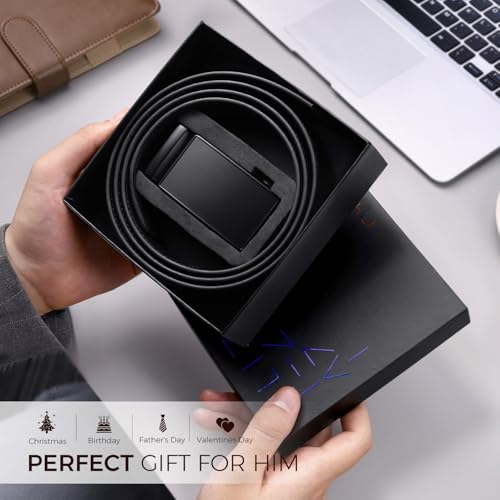 Image of Zitahli Belt Men,Leather Ratchet Belt for Men Dress Casual Every Day with Adjustable Buckle,Trim to Fit For Gift