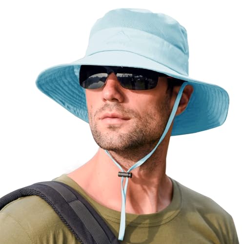 Rosoz Chapeau de pêcheur, UPF 50+, pour homme, randonnée, safari, tropical, pour le camping, la pêche, les voyages, la plage, bleu, 62-64