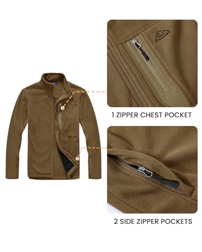 donhobo Mens Fleece Jackets Full Zip Lightweight Casual Jacket with Pockets Stand Collar Outdoor Winter Coat for Walking Hiking Fishing Camping - Image 5