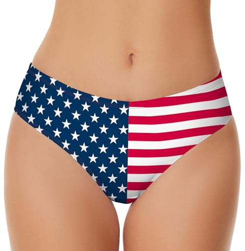 Aueyan American Flag Underwear for Women 4th of July Accessories Womens USA Patriotic Underwear Fourth of July Panties Bikini Underwear,S