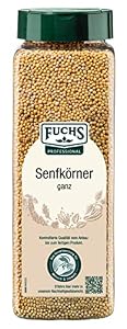 Fuchs Professional - Senfkörner ganz | Gewürz für eingelegtes Gemüse | Mit praktischem Streuaufsatz | 700 g im großen Streuer