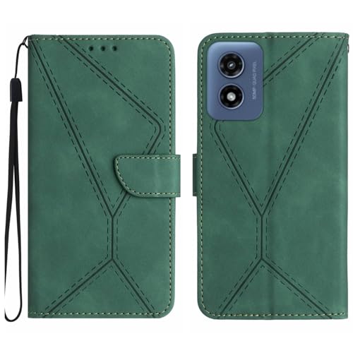 Rfvzubemok Compatible with Moto G Play (2024) 4G Case,Compatible with Moto G Play (2024) 4G Kickstand Flip Card Slot Magnetic Closure Phone Cover Green