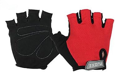 FJQXZ Unisex Anti-skid Half Finger Red Cycling Gloves , L