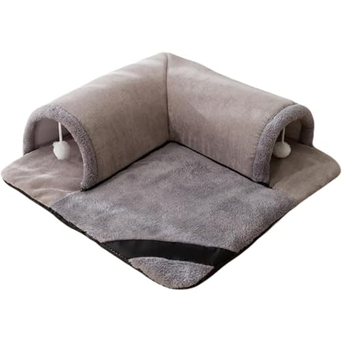 Refoya キャットトンネル 2色 おもちゃ 猫用トンネル 猫用品 洗える 収納しやすい 2穴 猫遊び ストレス解消 運動不足解消 ペット用品 耐寒 洗える (グレー,XL:80*80*70)