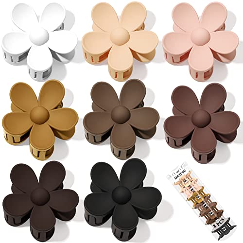 Flower Hair Clips 8Pcs Hair Claw Clips Cute Hair Clips Daisy Hair Clips Nonslip Large Claw Clips Thick Hair Clip Big Hair Clips Hair Claw Clips 8 Colors Strong Hold For Women Girl Gift #TOP1