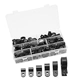 XHXSTORE 200Pcs Abrazadera P Clip Nylon de Cable Clips Sujetadores de Plástico R-clip Negro para Alambre Guía de Cables Tubos manguera Mangas 5-28mm
