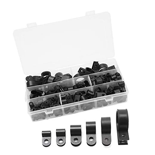 XHXSTORE 200Pcs Abrazadera P Clip Nylon de Cable Clips Sujetadores de Plástico R-clip Negro para Alambre Guía de Cables Tubos manguera Mangas 5-28mm