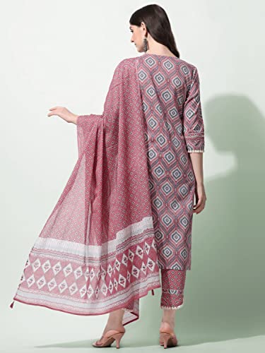 Image of MIRCHI FASHION Pure Cotton Floral Printed Kurta Set with Dupatta | 3 Piece Straight Fit Kurta Pant Set | Ethnic Office Wear Salwar Suit for Women