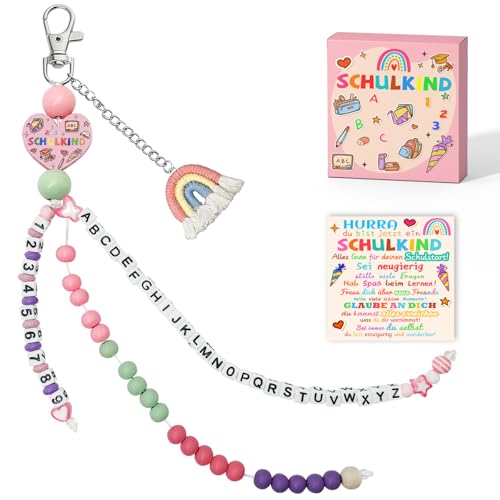 YUNYAKARSA Schultüte Füllung Rechenkette Geschenk Einschulung Mädchen Füllung Schultüte Schulkind 2026 Mädchen Glücksbringer Schulanfang Geschenke mit Grußkarte Geschenkbox
