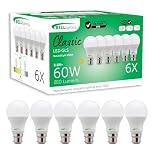 BELL Lighting B22 Dimmable LED GLS Bulb 6 Pack Cool White 4000K 810lm 8.1W Energy Saving Lightbulbs 60W Equivalent Opal Finish |Bayonet Cap for Ceiling Pendants Table Lamps Wall Lights Living Room