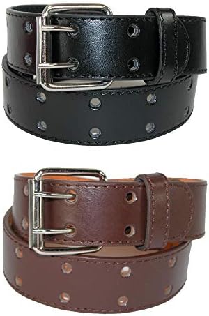 CTM® Kid’s Leather Two Hole Jean Belt (Pack of 2 Colors)