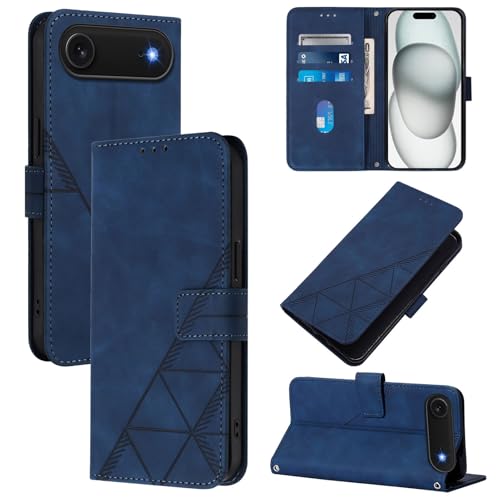 Étui en cuir pour iPhone Air portefeuille bleu antichoc avec fentes cartes magnétiques