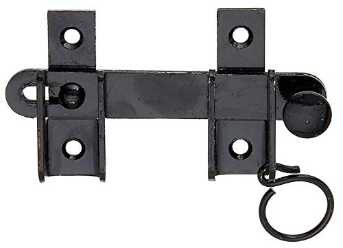 Alberts 307653 Ferma persiane battenti, con dispositivo di blocco, vernice ad immersione nera, Misura 120 x 65 mm