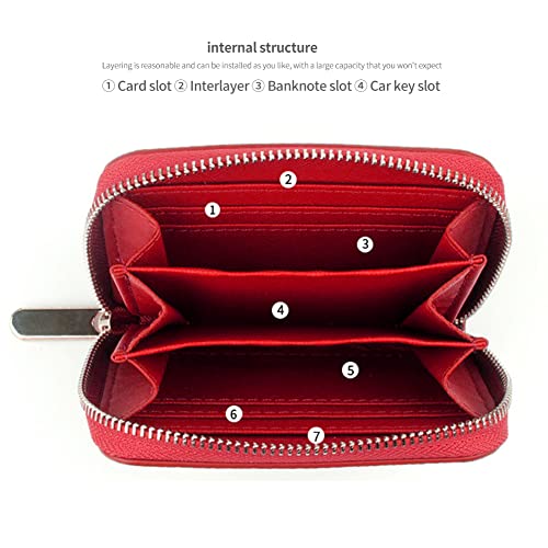 Womens Compact Luxury Genuine Leather Pocket Wallet Ladies Mini Purse with ID Car Key Case Coin Purse Zipper Wallets (Black)3