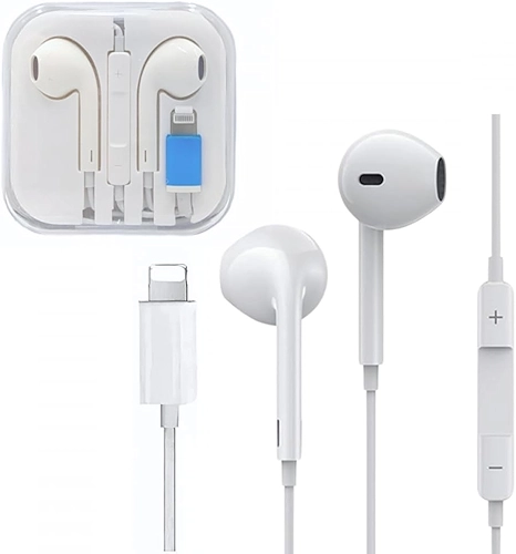 Fone de Ouvido Intra-Auricular com Fio e Microfone compatível com iPhone iOS, Controle de Volume, Branco, 45g