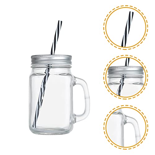 PATKAW 4 Sets Glazen Metselaarpotten Mokken Met Handgrepen en Rietjes Met Mason Jar Drinkglazen Tuimelaars Voor Ijskoffieparelsappen Cocktail 480 Ml - Image 8