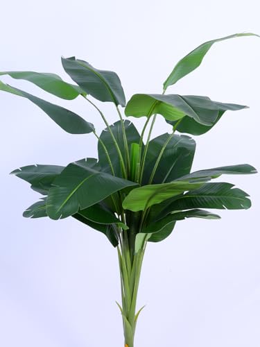 Image of ARICK DECOR 5Ft Artificial Bird of Paradise Tree in Pot, 5ft Realistic Faux Lush Green Banana Leaf Silk Plant, Peacock Shaped Large Floor Decor for Home, Office & Balcony