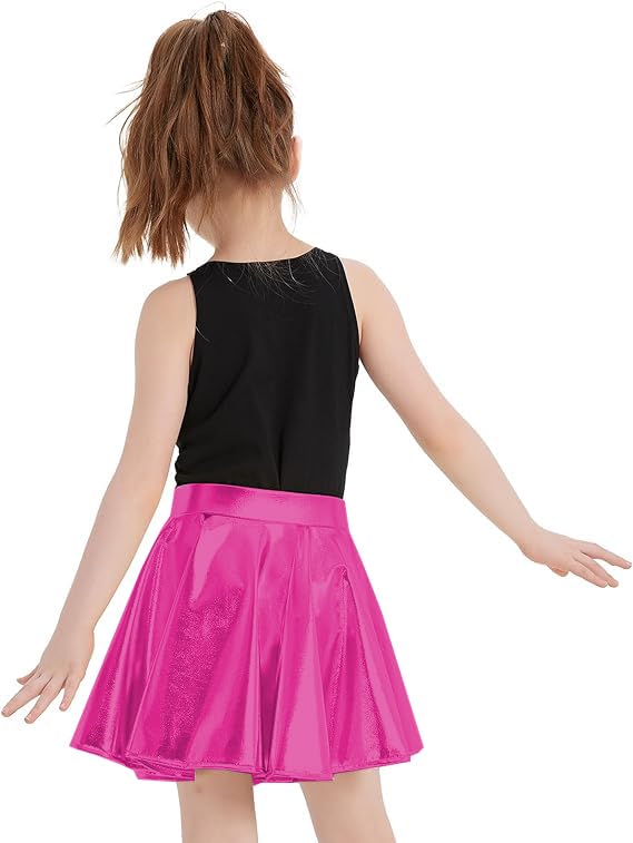 Jupe de danse métallique rose pour filles âgées de 9 à 10 ans