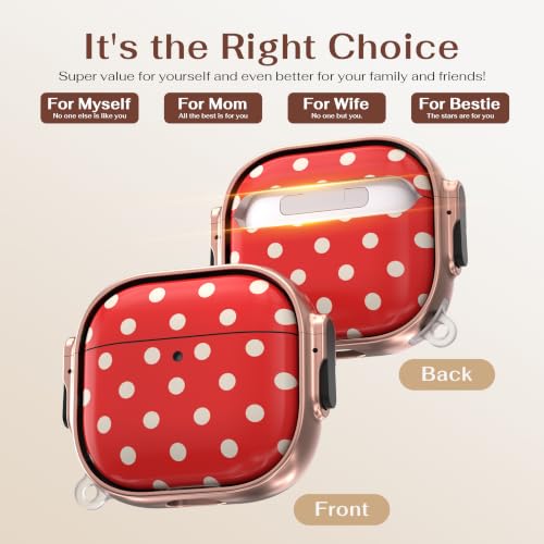 Image of for AirPods 4 Case with Safety Lock, Magsafe Compatible, Red Polka Dots
