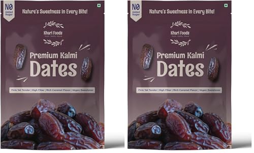 Image of Khari Foods Premium Kalmi Dates, High Fibre, Soft Dry Fruit Khajur /khajoor, Energy Health Snacks, No Added Sugar (Pack of 2)