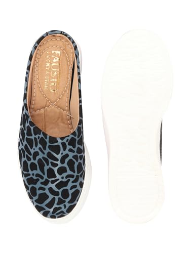 Image of FAUSTO Women's Fashion Outdoor Leopard Print Height Enhancer Open Back Slip On Casual Shoes