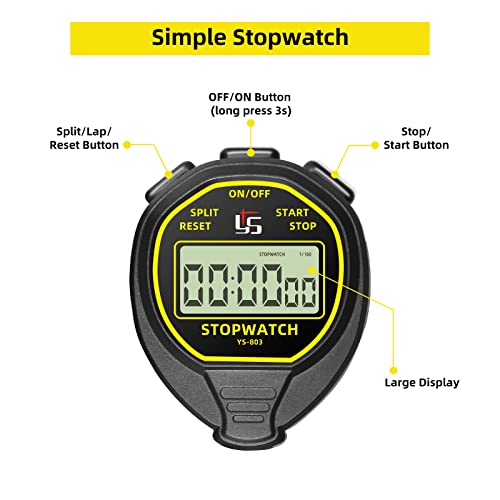 Waterproof Digital Stopwatch Timer, Anteqi Large Display Simple Stopwatch With On/Off Function No Clock No Calendar No Alarm Silent Stopwatch For Baseball Swimming Running Training Kids Coaches #TOP1