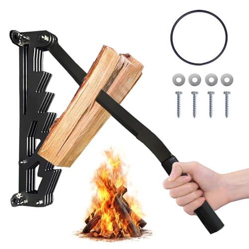iToolMax Wall Mounted Kindling Splitter for Firewood, Carbon Steel Manual Wood Log Splitter with Safety Ring, Wood Splitting Tools for Indoor & Outdoor