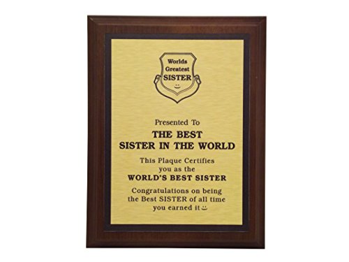 aahs!! Engraving Worlds Greatest Plaques (Best Sister in The World, Gold)