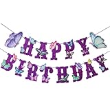 Butterfly Birthday Decorations Butterfly Happy Birthday Banner Butterfly Birthday Banner Butterfly Banner Decor Fairy Happy Birthday Banner for Girls Kids Babys Womens Children's Birthday Decorations