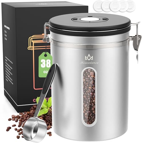 Airtight 35oz coffee canister with window