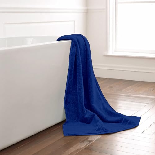 Image of Divine Casa Cotton Blue Bath Towel 550 GSM, Soft & Durable, High Absorbency, 75x150 cm, Ideal for Daily Use