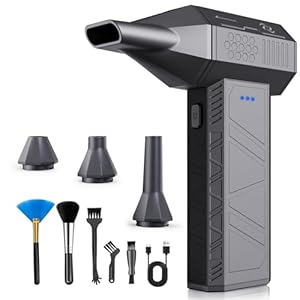 Electric Air Duster 3 Gear Adjustable Hand Air Blower Cordless 110000 RPM Super Power Turbo Violent Fan Mini Dust Blower for Computer Keyboard House Outdoor Compressed Air Duster Rechargeable