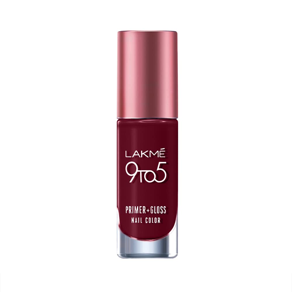 LAKMÉ 9To5 P+G Glossy Finish Nail Color Smokey Crimson 6Ml