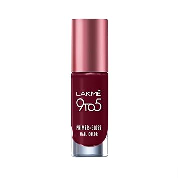 LAKMÉ 9To5 P+G Glossy Finish Nail Color Smokey Crimson 6Ml
