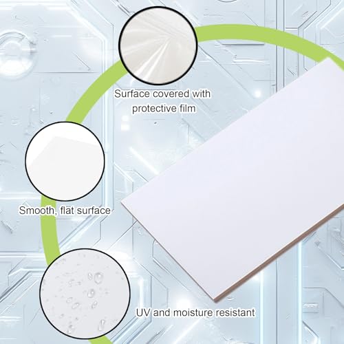 Image of HDPE Sheet 1 /2-24 inch x 36 inch High Density Polyethylene Sheets with Protective Film 1 /2 Thick HDPE Plastic Sheet Board Solid Plastic Block for Flat Panel DIY Projects Machining Home (White)